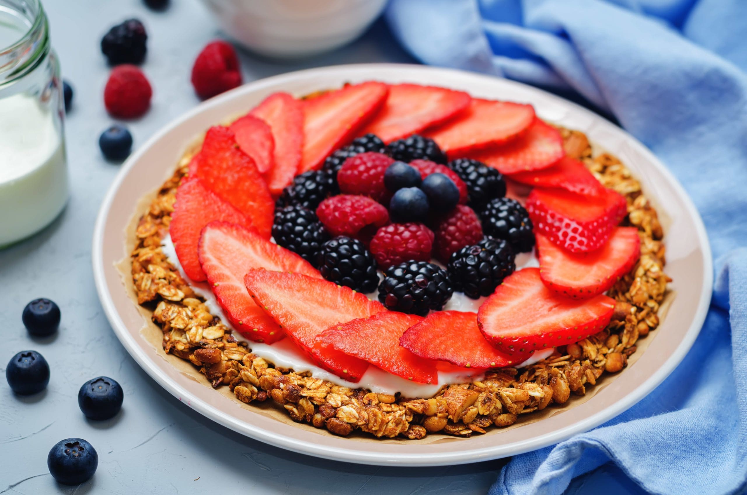 GRANOLA CRUST, YOGURT & FRUIT PIZZA