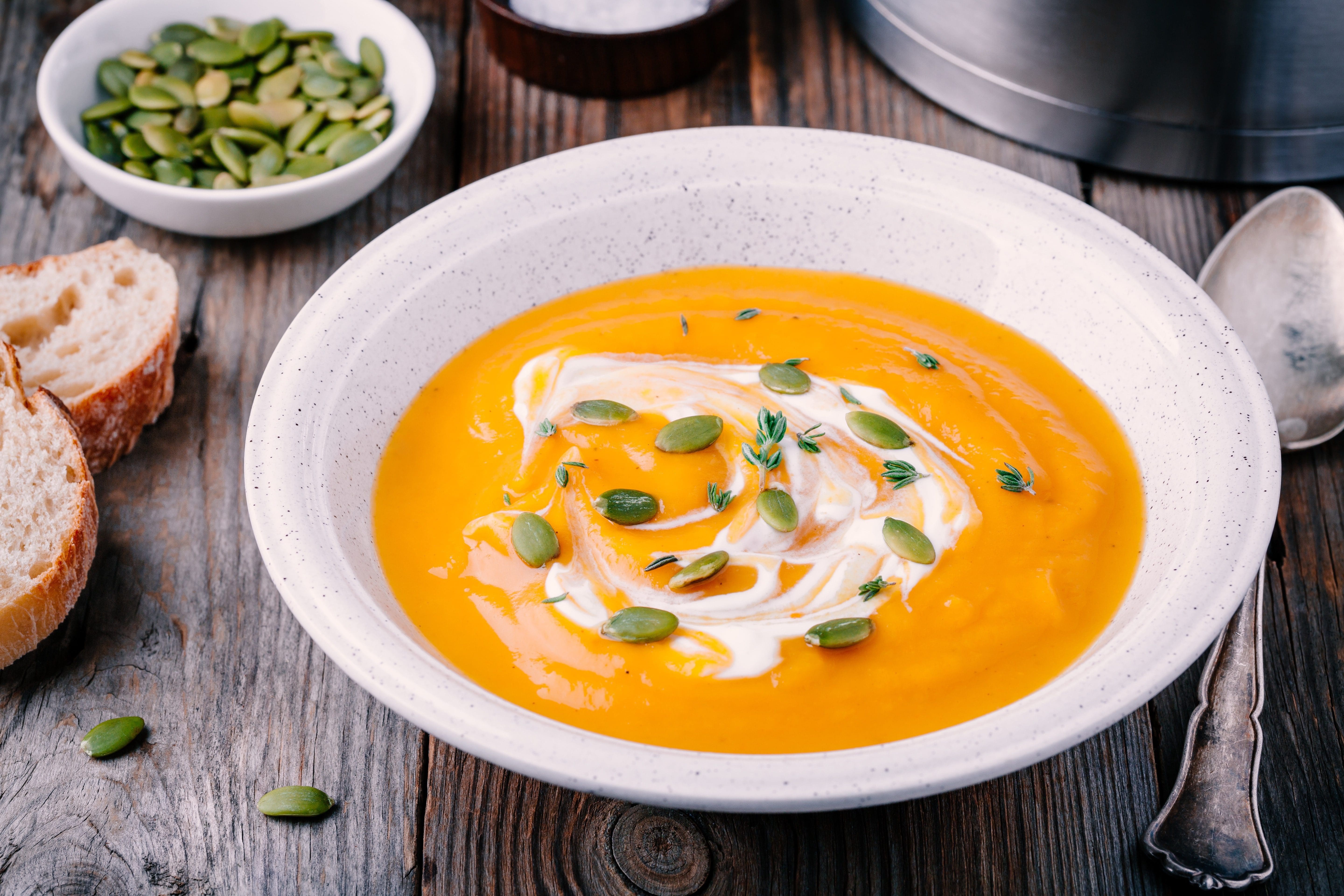 ROASTED BUTTERNUT, SWEET POTATO & CHICKPEA SOUP